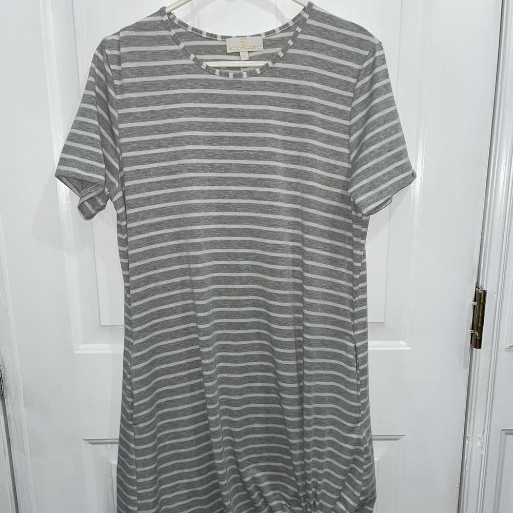 Simply Southern grey and white striped dress